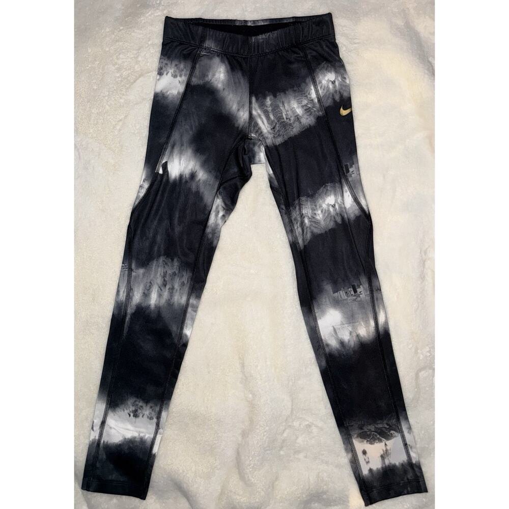 Nike Pro Combat Womens XS Dri-FIT Compression Leggings Tie Dye Gold Swoosh